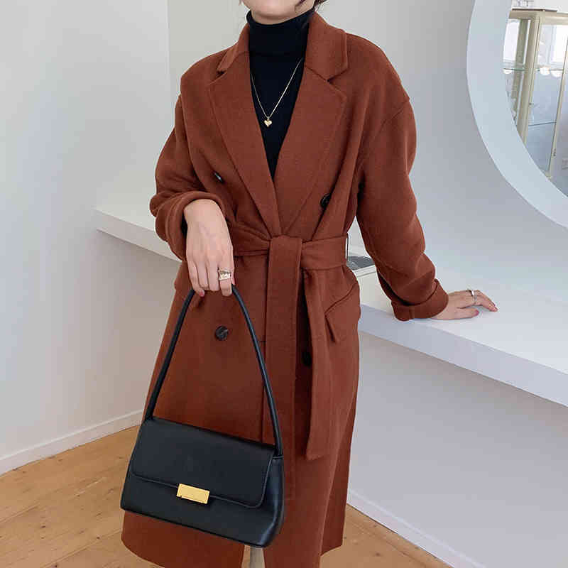 Qooth Winter Elegant Wool Coat Fashion Women's Brown Long Coats Classic Woolen Overcoat Warmness Oversize Outwear QT354 210518
Qooth Winter Elegant Wool Coat Fashion Women's Brown Long Coats Classic Woolen Overcoat Warmness Oversize Outwear QT354 210518