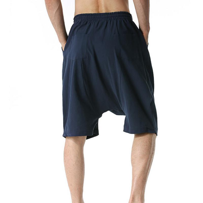 Men's Shorts Casual Drawstring Pockets Drop Crotch Baggy Long Trousers Harem Pants Retro Flying Mouse Style Slacks