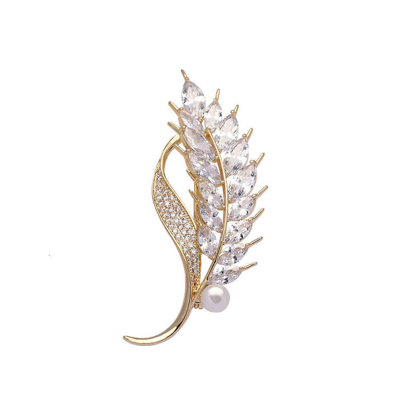 2021 Micro Inlaid Zircon Rice Spike Brooch Clothing Accessories Freshwater Pearl Copper Plated