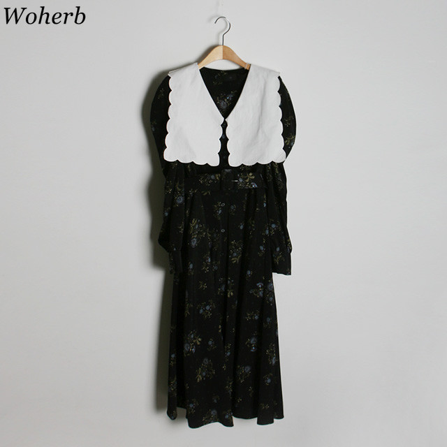 Vinatge Elegant Doll Collar Dress Floral Print Summer Korean Style Maxi Party Chic es Vestidos 210519