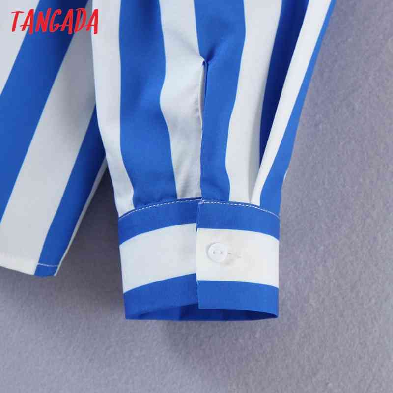 Women Classic Striped Shirt Turn Down Collar Long Sleeve Chic Female Casual Tops Blusas SL544 210416