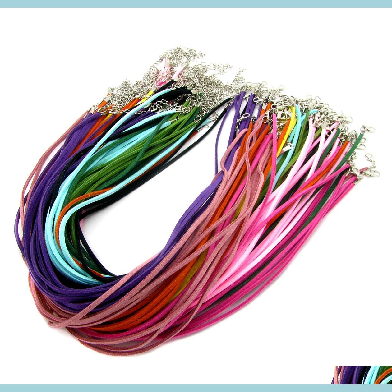 Cord Wire Findings Components Jewelry 27Mm Mix Suede Leather Wax Necklace Cords With Lobster Clasp For Diy Neckalce Pendant Cra