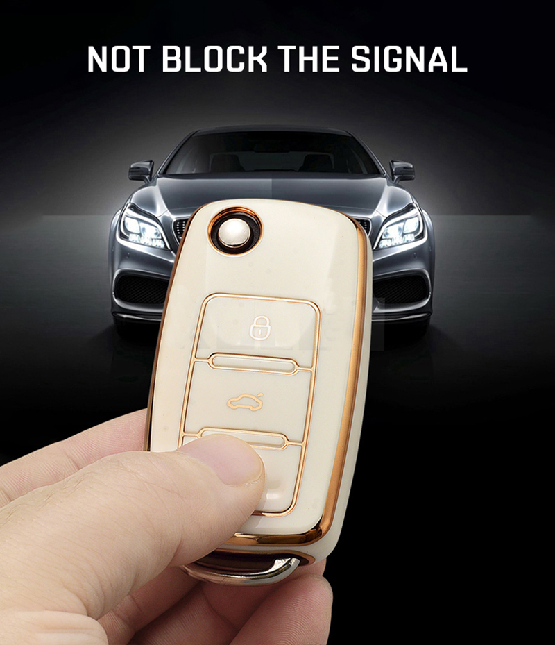 Auto Key Cover Holder Keys TPU Case Shell For VW Volkswagen Polo Golf Passat Beetle Caddy Tiguan Skoda Octavia Kodiaq Seat Leon Altea Car Parts