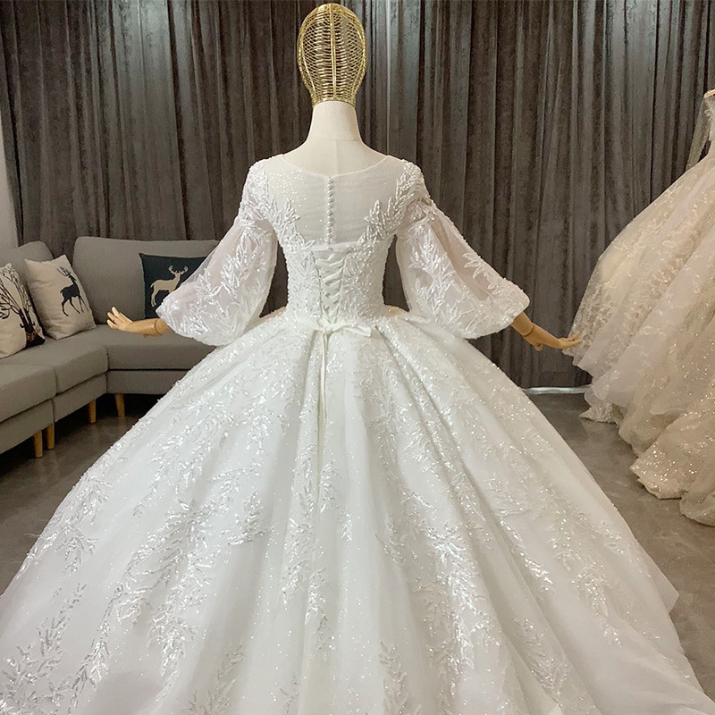 Vintage Real Picture Wedding Dresses With Long-sleeve Appliqued Race Vintage Ball Gown Wedding Dress Custom Made Vestidos De Novia