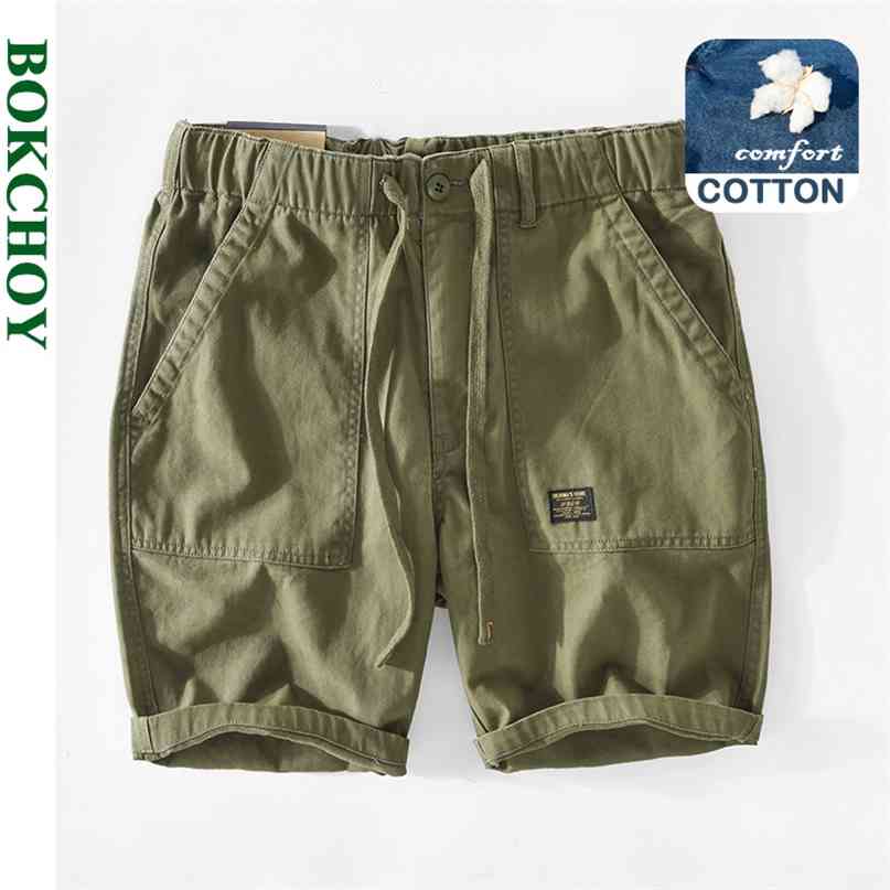 Summer Men's Solid Color Cotton Casual Shorts GA-T108 210713