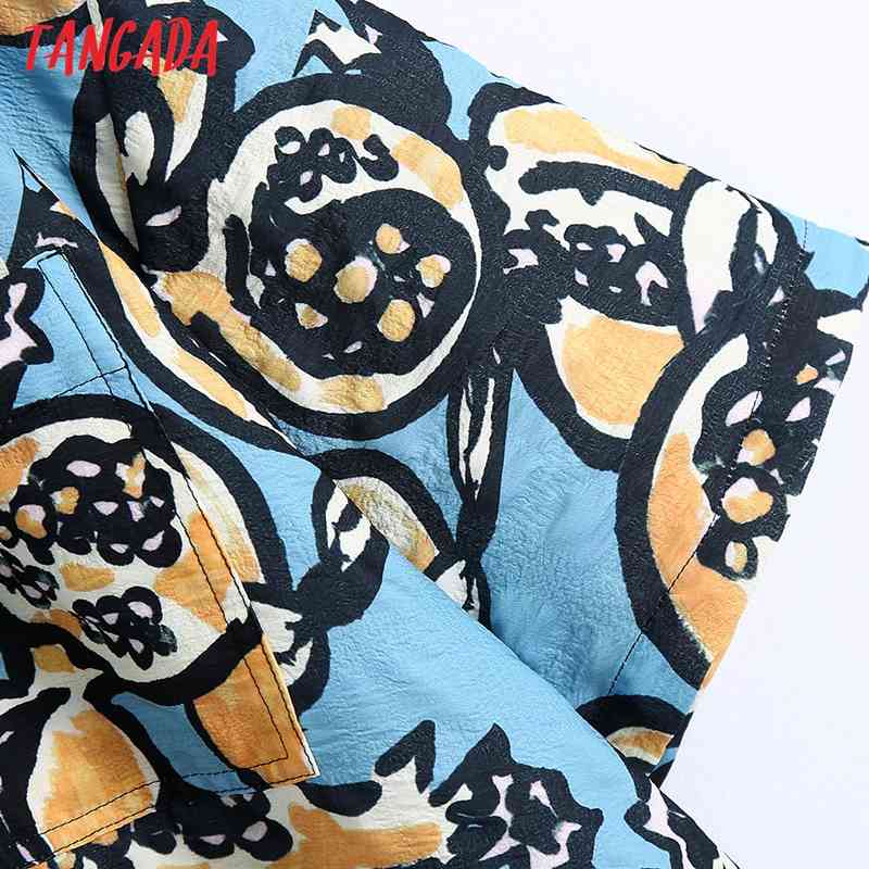 Women Summer Pockets Oversized Fruit Printed Blouses Vintage Short Sleeve Female Shirts Blusa Chic Tops BE515 210416