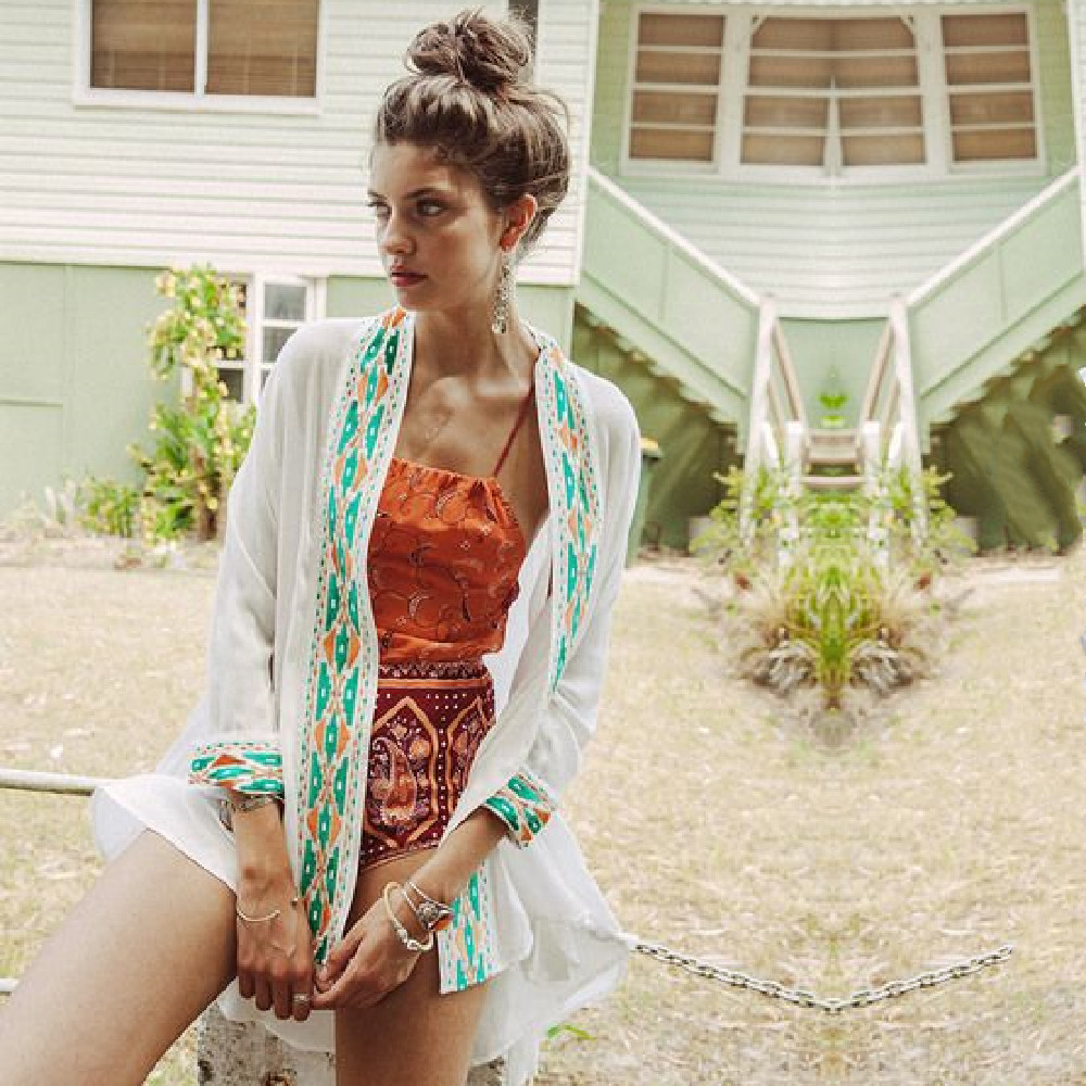 Beach Cover up Cotton Bathing Suit ups Dress Tunic For Saida de Praia Embroidery Swimwear #Q409 210420