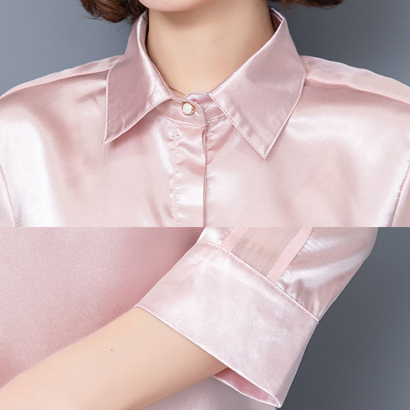 Korean Fashion Clothing Chiffon Blouse Women Three Quarter Button Solid Plus Size Top Pink And White OL Ladies Tops 7996 50 210415