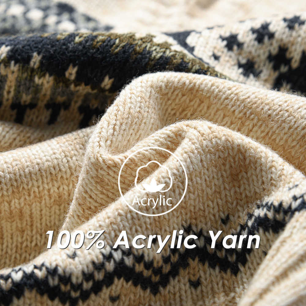 Men Autumn Casual Jacquard Warm Half Zip Christmas Sweater Cardigan Jacket Men Winter Vintage Mock Neck Sweater Pullover Men 211018