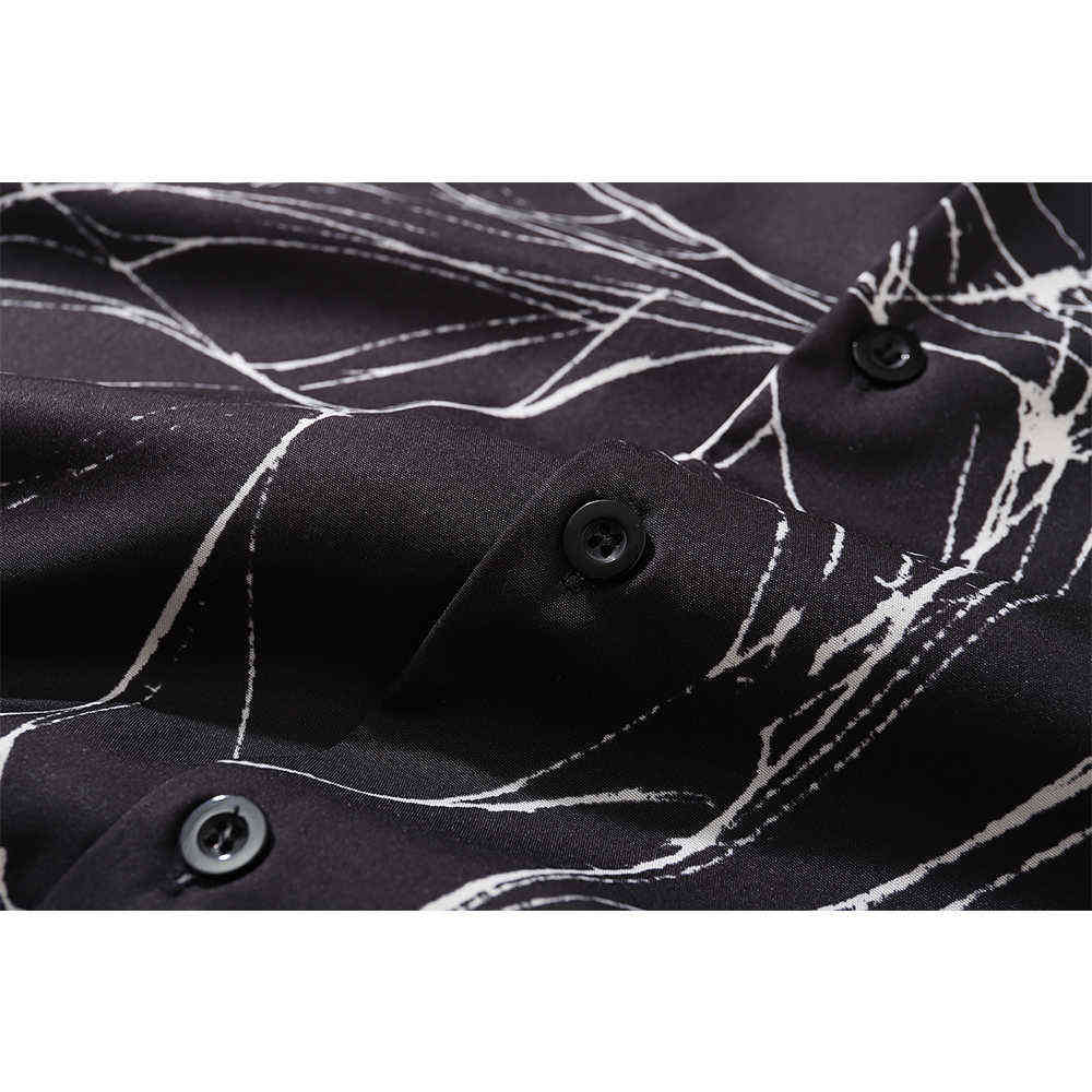 Spider Web Hawaiian Shirt Men Summer Oversized Light Weight Material Holiday Beach Style Men's Shirts 210603