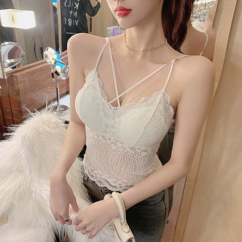 Sexy Lace Top Tank Women Slim Sexy Sleeveless Shirt Womens Basic Camisole Halter Tank Top Summer Lace V Neck Tops For Women 210515