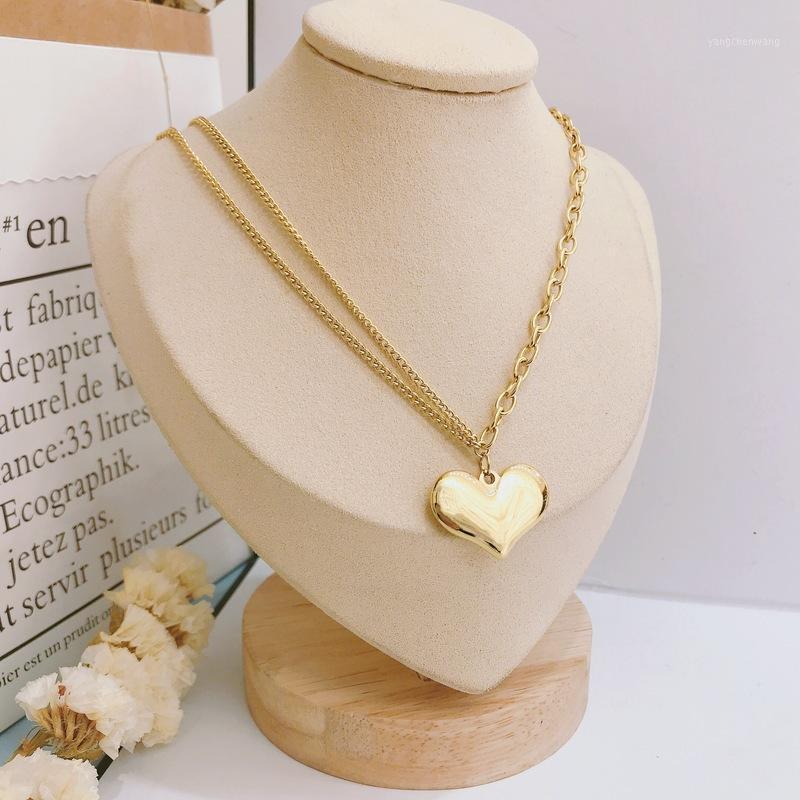 Chains Personality Stainless Steel Necklace For Women Golden Heart Love Pendant Charm Sweater Neck Chain Romantic Choker Jewelry Gifts
Chains Personality Stainless Steel Necklace For Women Golden Heart Love Pendant Charm Sweater Neck Chain Romantic Choker Jewelry Gifts