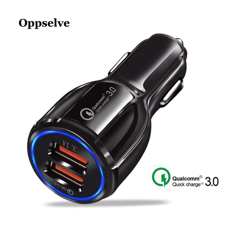 QC3.0 Dual USB Auto Charge 5V3A Turbo Fast Charging Mobile Phone Charger For iPhone Xiaomi Car Adapter