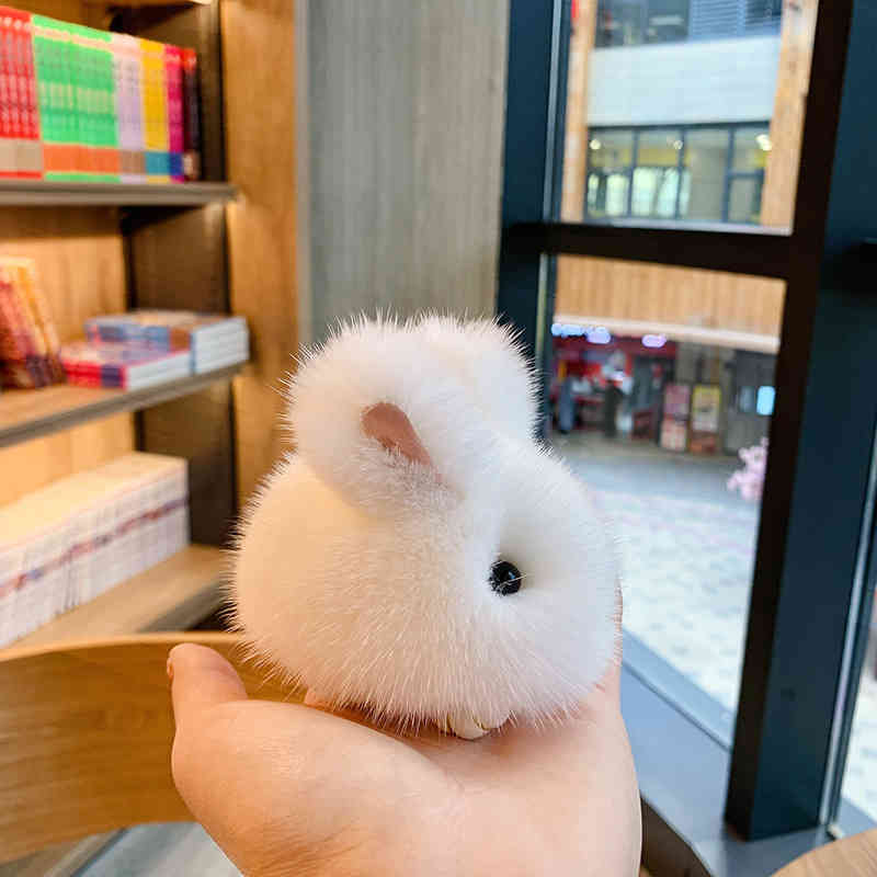 Mink Fur Little Jade Rabbit Plush Lovely Key Chain Pendant Ins Doll Korean Women's Matching