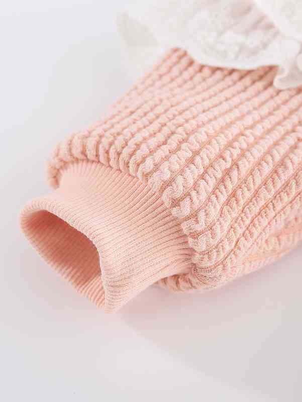 Peninsula Baby Letter Embroidery Eyelet Embroidered Ruffle Trim Thermal Jumpsuit With Doll SHE