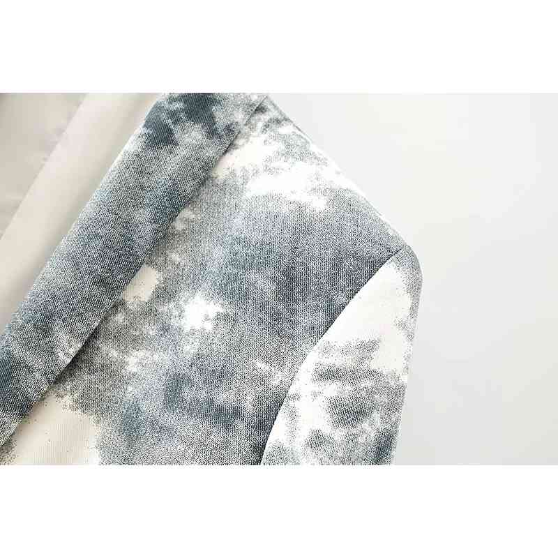 vintage women elegant tie dye long blazers fashion ladies stylish notched collar suit jacket female chic girls 210430