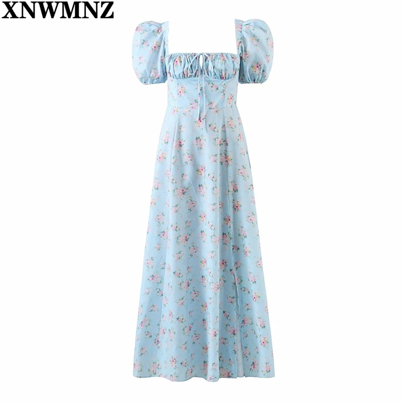 Summer Dress Women Short Puff Sleeve Flroal Printed Ruched Party High Split Long Maxi Dresses Drawstring Sexy Vestidos Sundress 210520, Blue
Summer Dress Women Short Puff Sleeve Flroal Printed Ruched Party High Split Long Maxi Dresses Drawstring Sexy Vestidos Sundress 210520, Blue