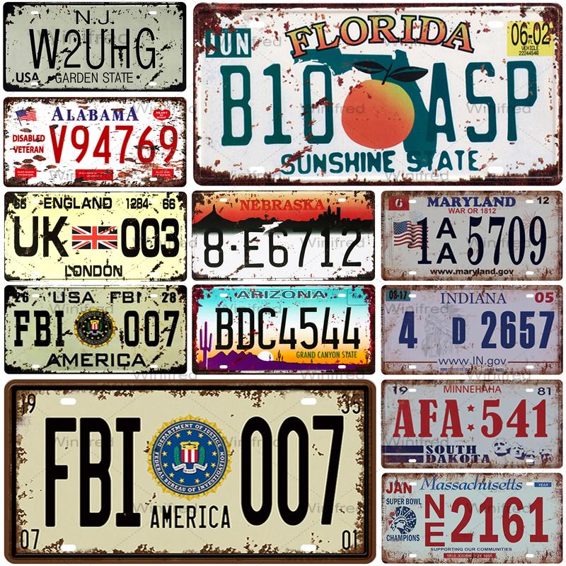 USA Alabama UK Car License Number Metal Plate Plaque Vintage Tin Sign Creative Bar Club Pub Wall Decoration Iron Painting
USA Alabama UK Car License Number Metal Plate Plaque Vintage Tin Sign Creative Bar Club Pub Wall Decoration Iron Painting