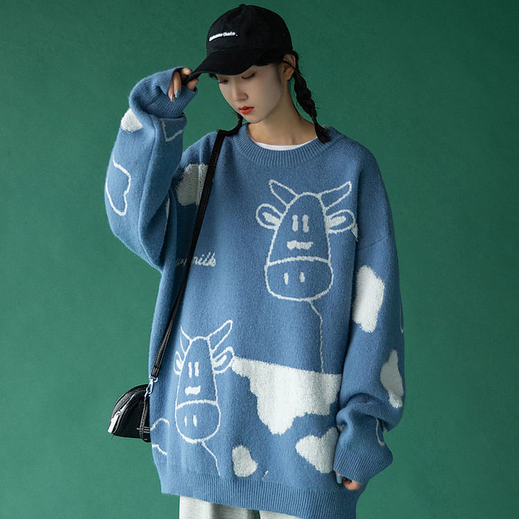Harajuku Sweater Women Knitted Cartoon Animal Sweaters Japanese Kawaii Cute Pullovers Korean Soft Tops Sueter Mujer 210519