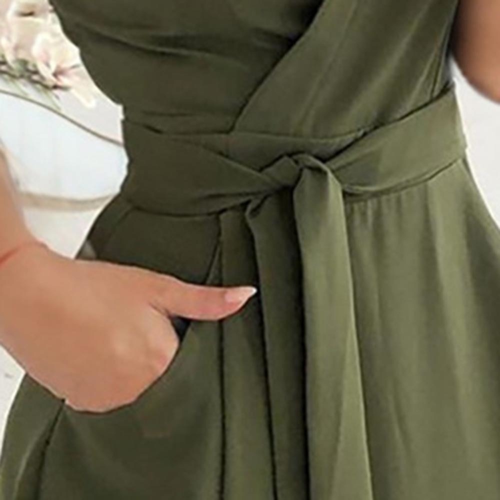 Vintage V Neck Bandage Dress Summer Short Sleeve Midi Party Women Elegant High Waist Slim Holiday Sundress 210522