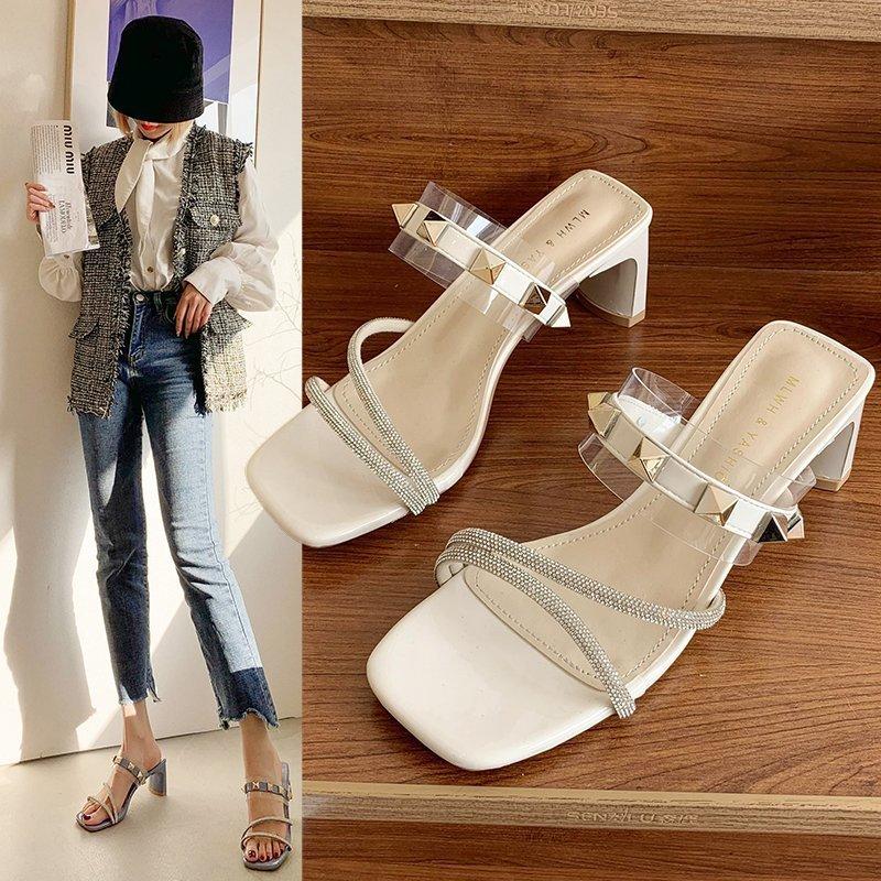 Slippers 2021 Woman Shoes Summer Sexy All-match Thick Heel Sandals Fashion Rhinestone Open Toe Single Shallow, Blue
Slippers 2021 Woman Shoes Summer Sexy All-match Thick Heel Sandals Fashion Rhinestone Open Toe Single Shallow, Blue