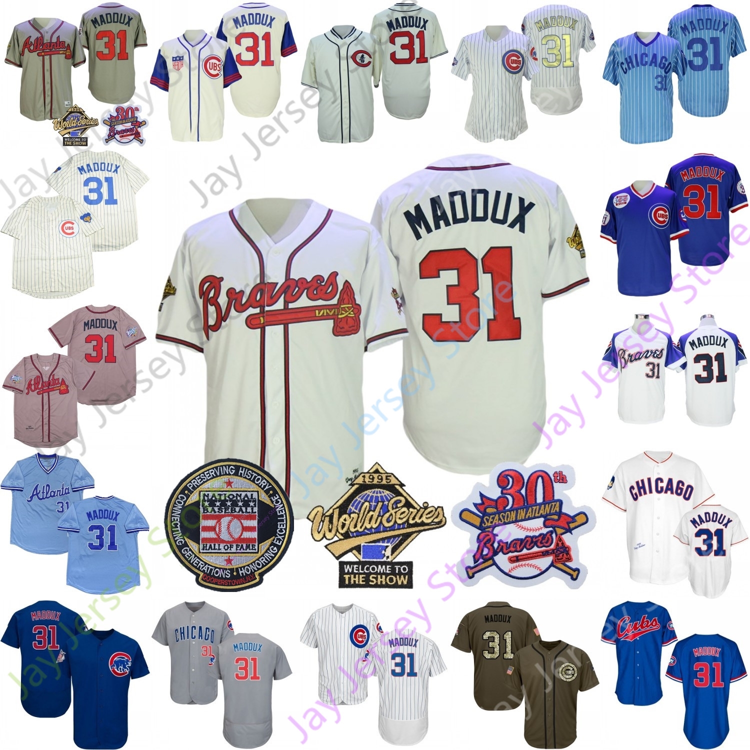 Greg 31 Maddux Jersey 1929 1942 1969 1988 Cream White Cooperstown Hall Of Fame Patch 2016 WS Gold Baby Blue Pullover Grey Pinstripe Player S, Blue;black
Greg 31 Maddux Jersey 1929 1942 1969 1988 Cream White Cooperstown Hall Of Fame Patch 2016 WS Gold Baby Blue Pullover Grey Pinstripe Player S, Blue;black