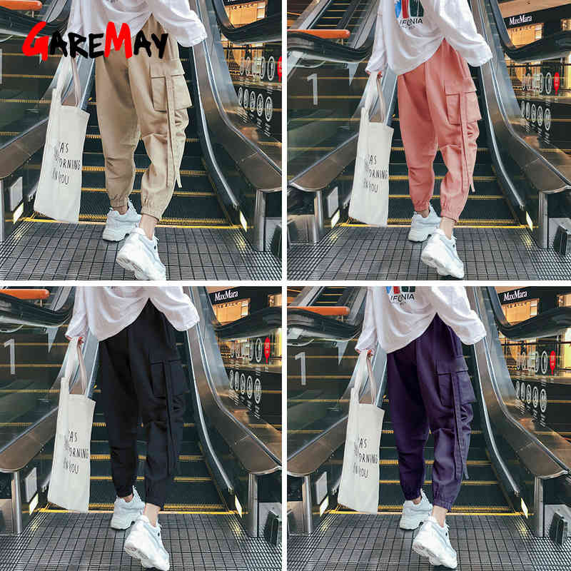 Kaki High Waist Cargo Pants Women Camo Joggers Loose Sweatpants Korean Hip Hop For Casual Streetwear Black Trousers 210428