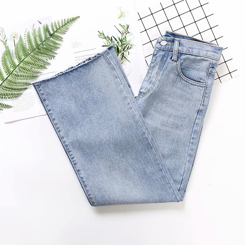 jeans b3068-12-korean women's wear high waisted flannel denim wide leg pants in spring 2021, Blue
jeans b3068-12-korean women's wear high waisted flannel denim wide leg pants in spring 2021, Blue