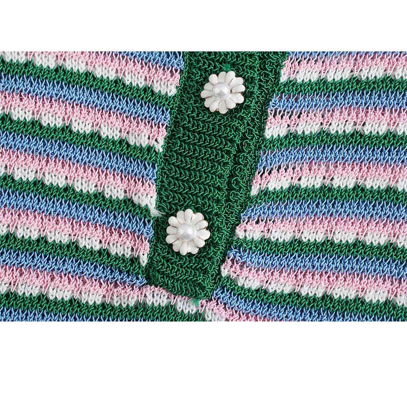 Lucyever Spring Summer Stripe Knitted T-shirt Women Fashion Slim Turndown Collar Woman Shirts Elegant Solid Chic Pullover 210521wtt