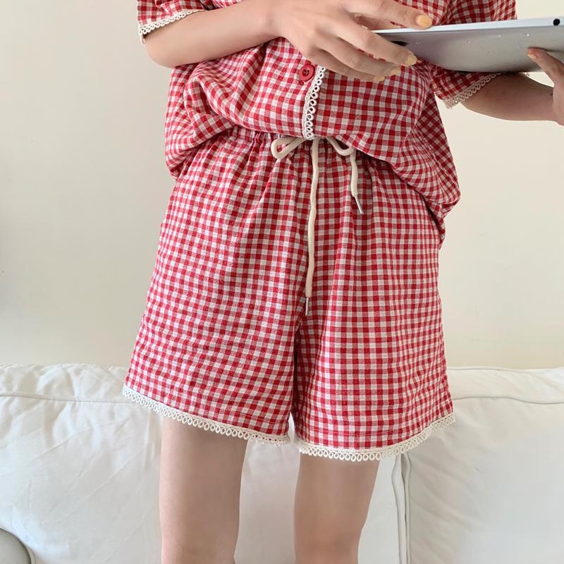 Korobov Women Striped Short Sleeve Turn-Down Collar Blouses And High Waist Elastics Shorts 2 Pieces Sets Sweet Pockets Suits Two Piece Dress