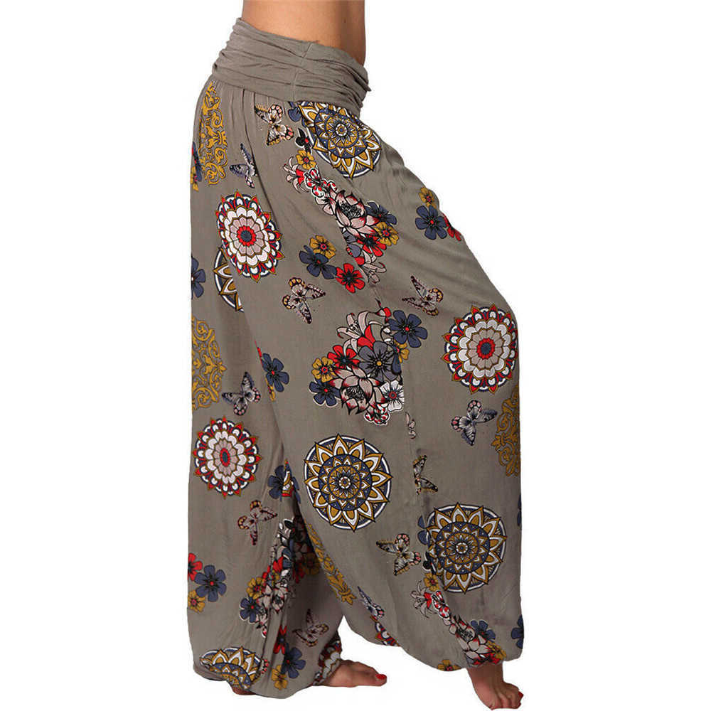 Women's Pants Loose Floral Print Drawstring Casual Wide Leg Female Summer Trousers Long Fashion Sweatpants 210604