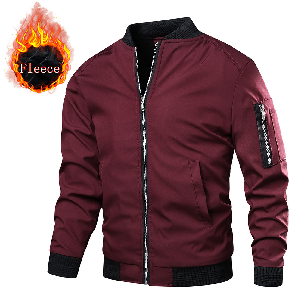 Style Men's Bomber Zipper Jacket Winter Male Fleece Warm Coats Casual Streetwear Hip Hop Slim Fit Pilot Jackets Clothing 210518