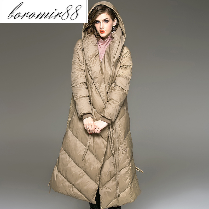 Winter loose mid long hooded down jacket women's lace up sleeve warm simple wear, Khaki
Winter loose mid long hooded down jacket women's lace up sleeve warm simple wear, Khaki