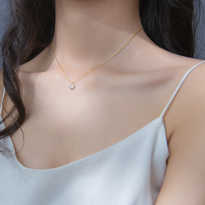 WANTME Fashion Round Geometric Blue Evil Eyes Pendant Necklace For Women Genuine 100% 925 Sterling Silver Office Party Jewelry 210507