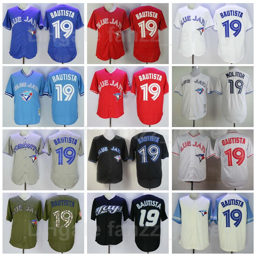 1993 2008 Retro 19 Jose Bautista Baseball Jersey Vintage Stitched And Embroidery Cool Base Pullover White Grey Blue Red Black Team Flexbase Retire Good Quality
