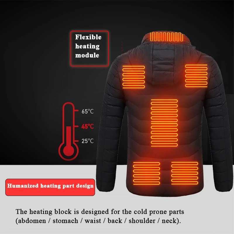 USB Electric Heating Jacket 8 Areas Heating Vest Long sleeve Heating Coat Thermal Washable gilet homme manche longue 210821