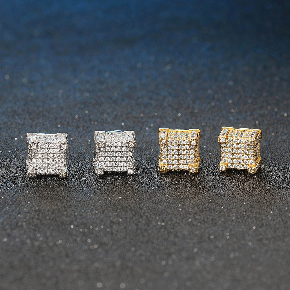 stylish mens hiphop inspired studs sparkling gold simulation various designs available