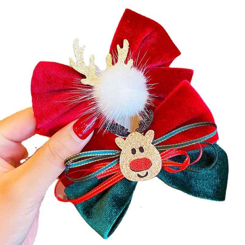 Hair Accessories Children's Bow Hairpin Christmas Headdress Lovely Baby 2021 Girls Cloth Clip Women
