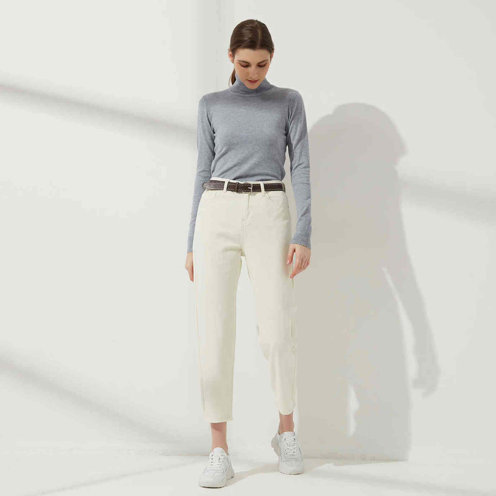 Wixra Womens Demin Pants With Sashes Streetwear Casual High Waist Loose Denim Jeans Buttons Pockets Femme Spring Autumn 211124Z