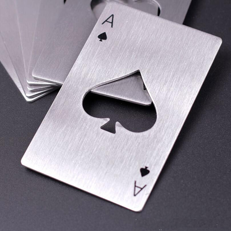 New Stylish Black Beer Bottle Opener Poker Playing Card Ace of Spades Bar Tool Soda Cap Opener Gift Kitchen Gadgets Tools