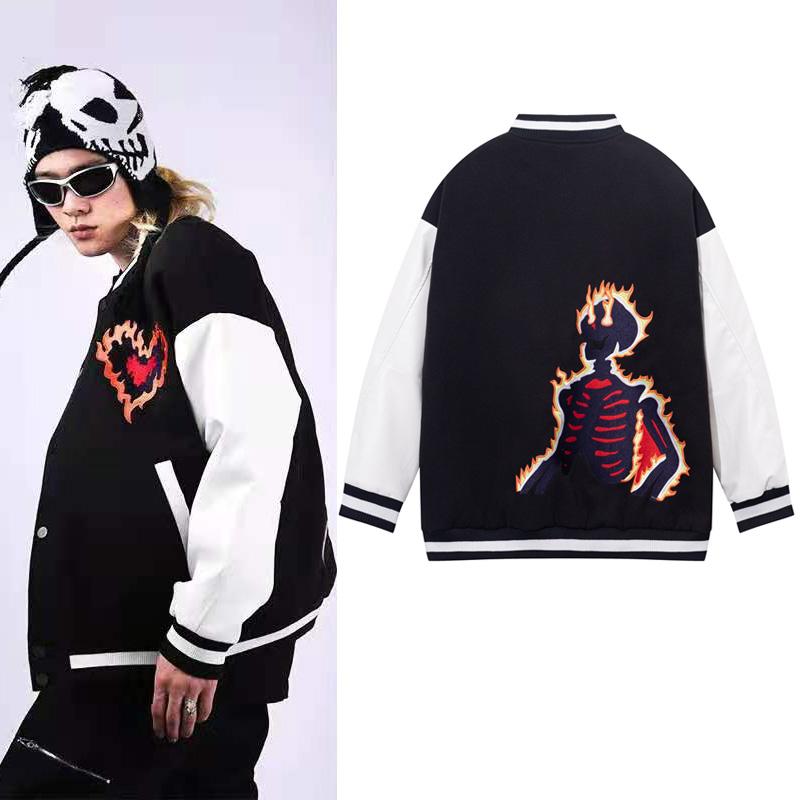 Men' Jackets Harajuku Color Block Love Pattern Flame Windbreaker Mens Autumn Retro Stand Oversize Vibe Style Leather Sleeve Coats, Black
Men' Jackets Harajuku Color Block Love Pattern Flame Windbreaker Mens Autumn Retro Stand Oversize Vibe Style Leather Sleeve Coats, Black