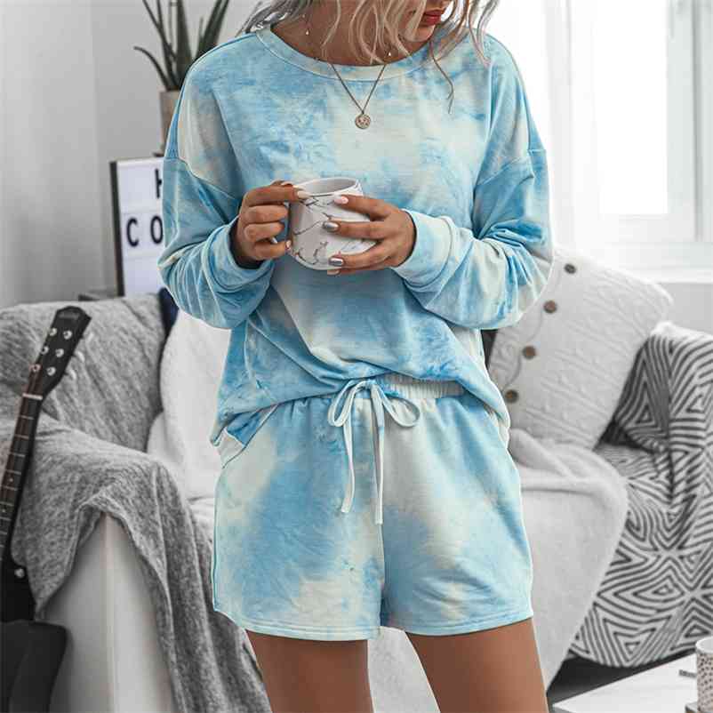 Casual Tie-dye Suits Women Jumpsuits Plus Size Loose Long Sleeve Pink Over Elastic Waist Ladies 210519, Skyblue-short
Casual Tie-dye Suits Women Jumpsuits Plus Size Loose Long Sleeve Pink Over Elastic Waist Ladies 210519, Skyblue-short