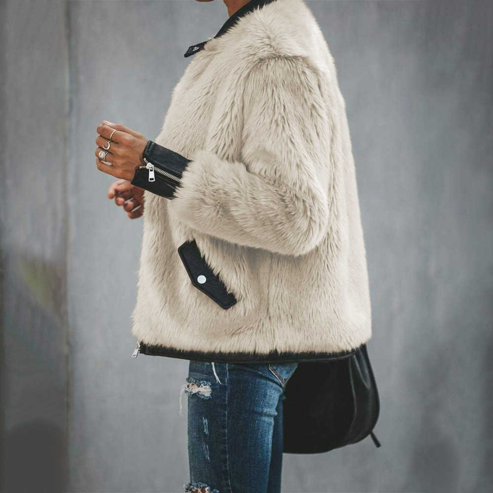 Winter Mixed Rabbit Fur Coat Women Warm Zipper Jacket Female Casual Outerwear 210910