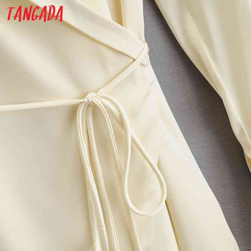 Fashion Women Solid Satin with Slash Long Sleeve Notched Collar Ladies Mini Dress Vestidos 4P09 210416