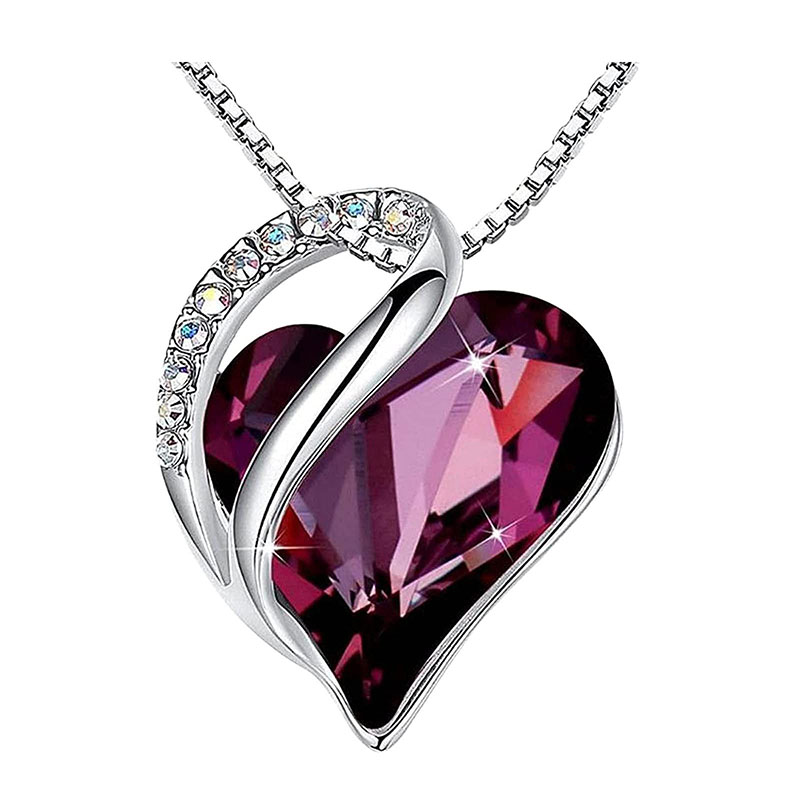 Love Heart Austrian Crystal Heart Pendent Necklace for Women Shiny Friendship Birthday Stone Necklace Nice Wedding Bride Jewelry Gift