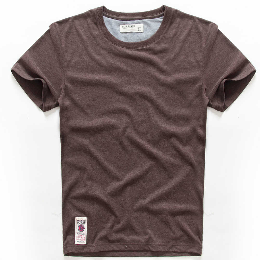 VOMINT Mens Cotton Solid T-Shirt Short Sleeve T-shirt Multi Pure Color Fancy Yarns T Shirt color wine brown white lblue 210707