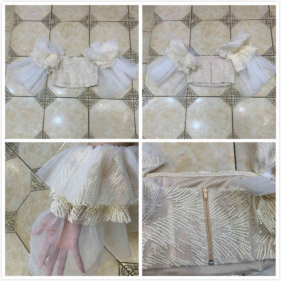 Free Women's Summer Tops Sexy Card Shoulder Ruffle Sleeve Mesh Open Back Short Club Evening Party 210524