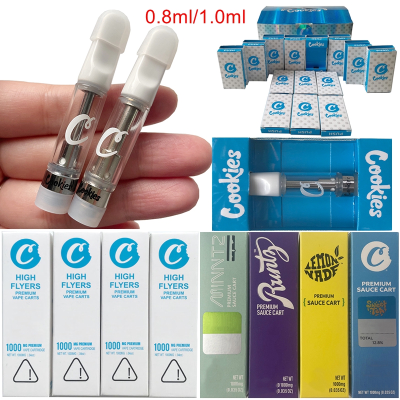 Cookies Atomizers Premium Sauce Carts High Flyers Push Empty Vape Pen Cartridges Packaging 0.8ml 1ml Ceramic 510 Thread Oil Vaporizer Electronic Cigarettes
Cookies Atomizers Premium Sauce Carts High Flyers Push Empty Vape Pen Cartridges Packaging 0.8ml 1ml Ceramic 510 Thread Oil Vaporizer Electronic Cigarettes