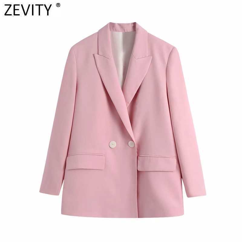 Zevity Women Elegant Double Breasted Casual Pink Blazer Coat Vintage Long Sleeve Suits Female Outerwear Chic Business Tops CT701 210603, Bb ct701
Zevity Women Elegant Double Breasted Casual Pink Blazer Coat Vintage Long Sleeve Suits Female Outerwear Chic Business Tops CT701 210603, Bb ct701