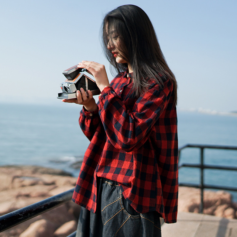 Johnature Women Spring Shirts Plaid Casual Blouses Long Sleeve Button Turn-down Collar Loose Cotton Female Shirts Tops 210521, Coffee
Johnature Women Spring Shirts Plaid Casual Blouses Long Sleeve Button Turn-down Collar Loose Cotton Female Shirts Tops 210521, Coffee